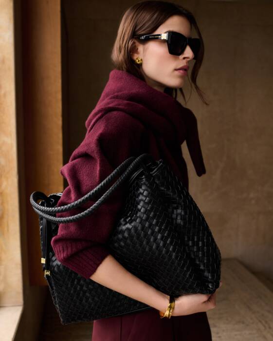 Katie Loxton Nova Hand Woven Large Shoulder Bag - Black