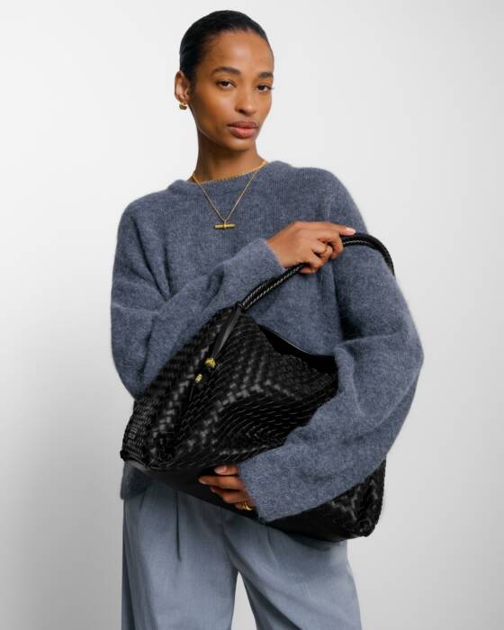 Katie Loxton Nova Hand Woven Large Shoulder Bag - Black