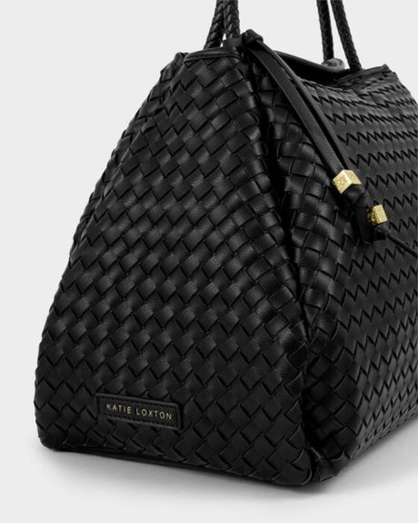 Katie Loxton Nova Hand Woven Large Shoulder Bag - Black