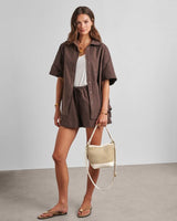 Katie Loxton Sorrento Bucket Bag - Striped Raffia/Off White