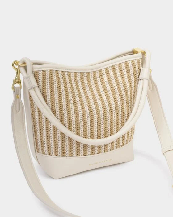 Katie Loxton Sorrento Bucket Bag - Striped Raffia/Off White