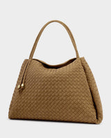 Katie Loxton Nova Woven Large Shoulder Bag - Suedette Light Caramel