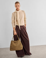 Katie Loxton Nova Woven Large Shoulder Bag - Suedette Light Caramel