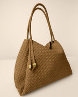 Katie Loxton Nova Woven Large Shoulder Bag - Suedette Light Caramel