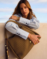 Katie Loxton Nova Woven Large Shoulder Bag - Suedette Light Caramel