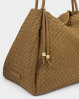 Katie Loxton Nova Woven Large Shoulder Bag - Suedette Light Caramel