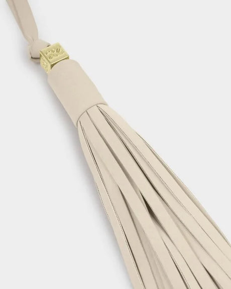 Katie Loxton Oversized Tassel Bag Charm - Chalk Suedette
