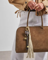 Katie Loxton Oversized Tassel Bag Charm - Chalk Suedette