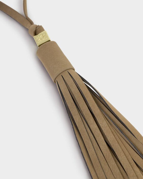 Katie Loxton Oversized tassel Bag Charm - Taupe Suedette