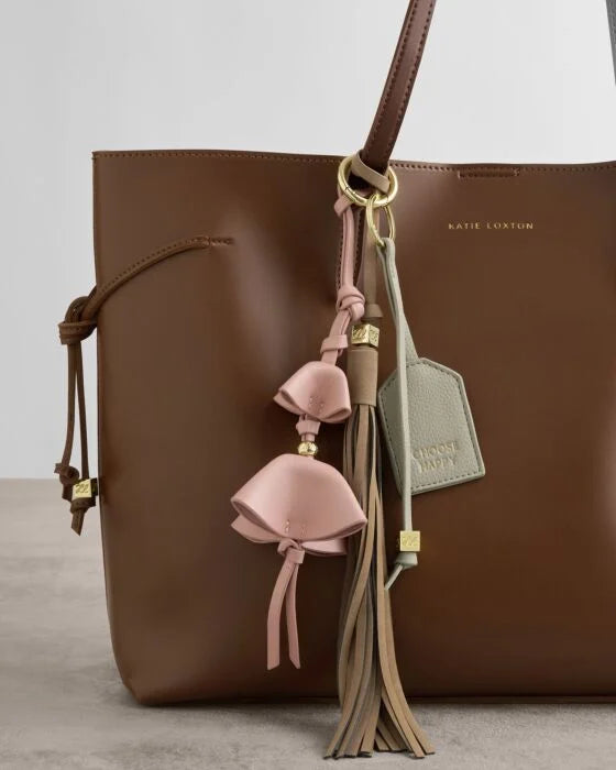 Katie Loxton Oversized tassel Bag Charm - Taupe Suedette