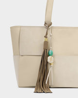 Katie Loxton Oversized tassel Bag Charm - Taupe Suedette