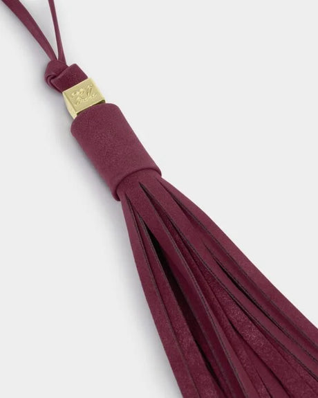 Katie Loxton Oversized Tassel Bag Charm - Cherry Suedette