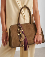 Katie Loxton Oversized Tassel Bag Charm - Cherry Suedette