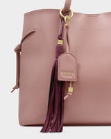 Katie Loxton Oversized Tassel Bag Charm - Cherry Suedette