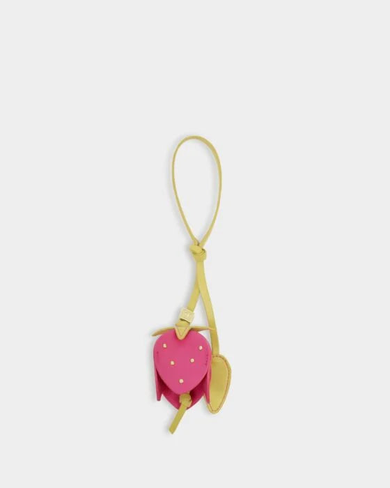 Katie Loxton Strawberry Bag Charm - Chartreuse/Magenta