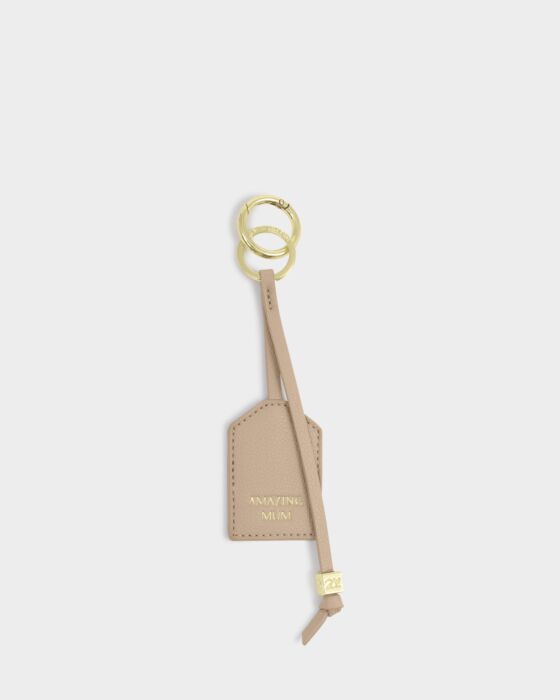 Katie Loxton Sentiment Keyring - Amazing Mum - Light Taupe