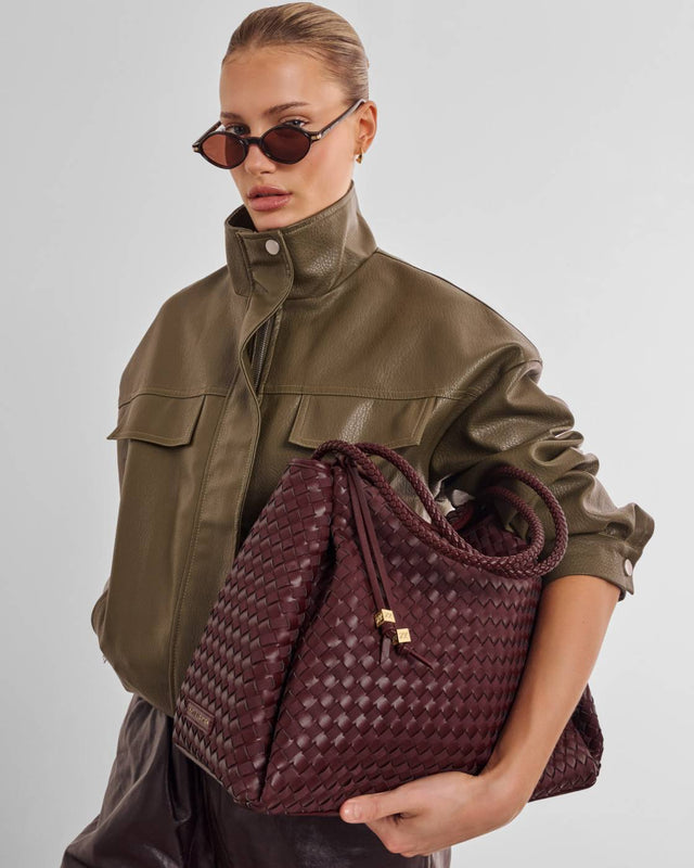 Katie Loxton Nova Woven Large Shoulder Bag - Cherry Mixed
