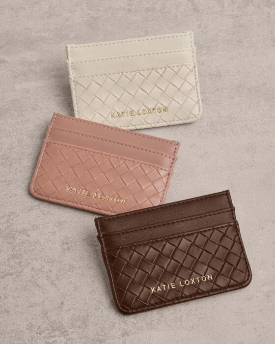 Katie Loxton Nova Woven Texture Cardholder - Chocolate Woven