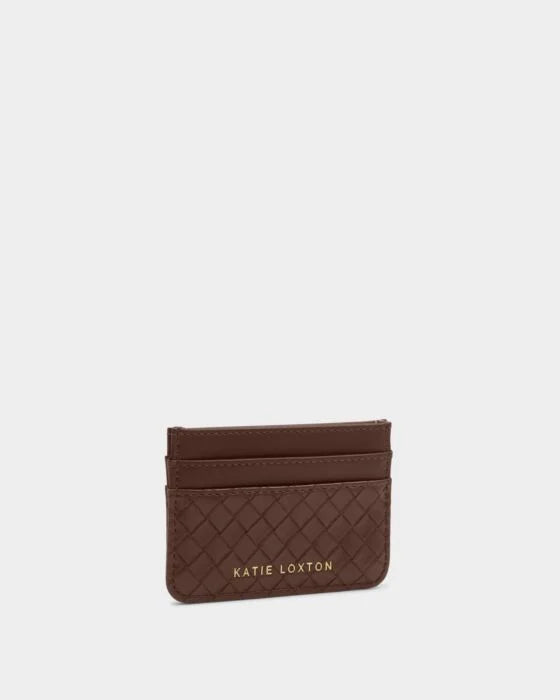 Katie Loxton Nova Woven Texture Cardholder - Chocolate Woven