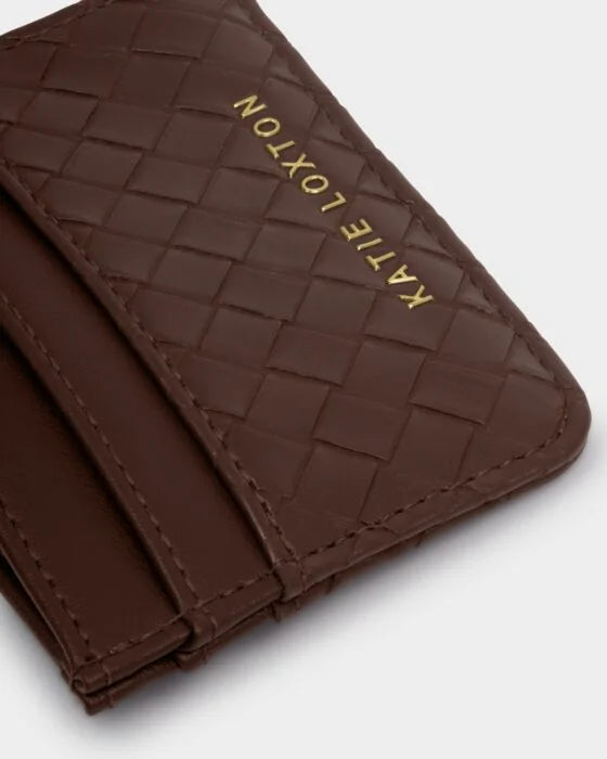 Katie Loxton Nova Woven Texture Cardholder - Chocolate Woven
