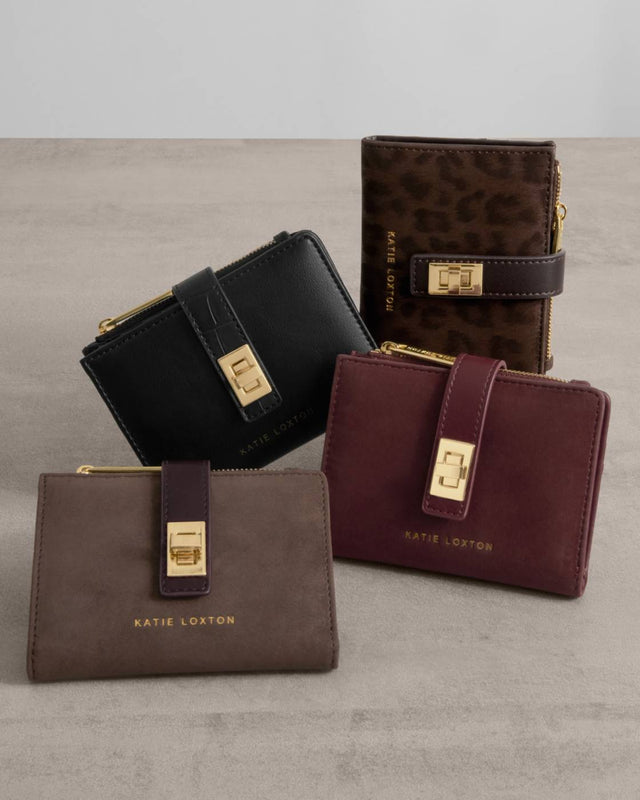 Katie Loxton Orin Twist Lock Purse - Chocolate Leopard