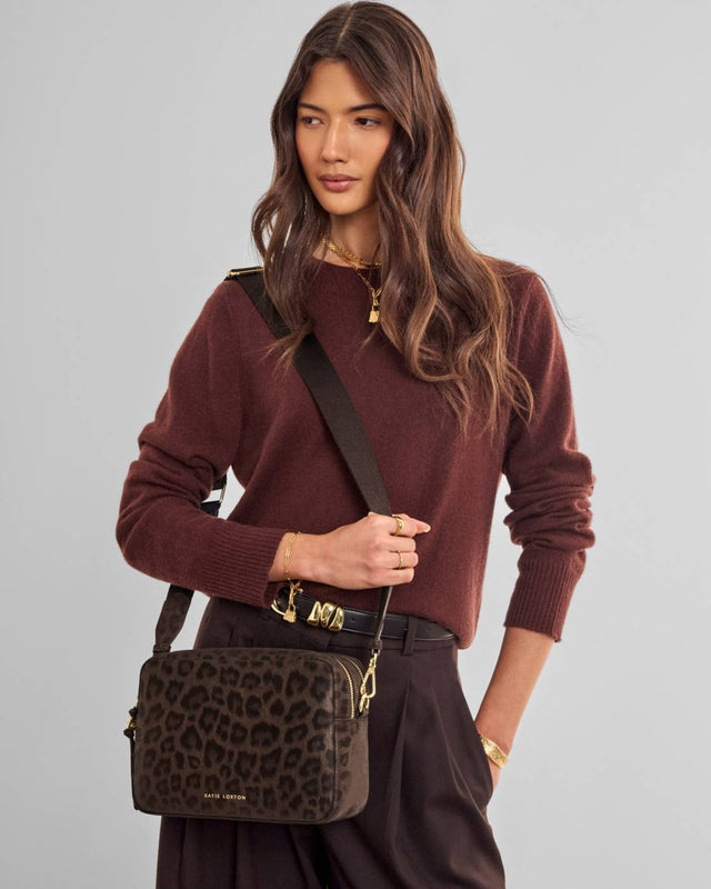 Katie Loxton Lottie Large Crossbody - Chocolate Leopard