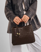 Katie Loxton Nova Hand Woven Top Handle Bag - Chocolate