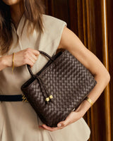 Katie Loxton Nova Hand Woven Top Handle Bag - Chocolate