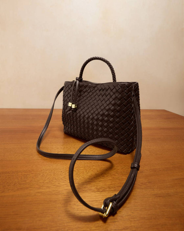 Katie Loxton Nova Hand Woven Top Handle Bag - Chocolate