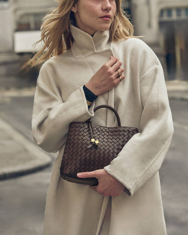 Katie Loxton Nova Hand Woven Top Handle Bag - Chocolate