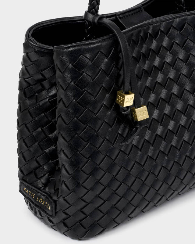 Katie Loxton Nova Hand Woven Top Handle Bag - Black