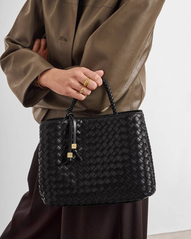 Katie Loxton Nova Hand Woven Top Handle Bag - Black