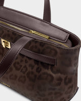Katie Loxton Orin Top Handle Crossbody Bag - Chocolate Leopard