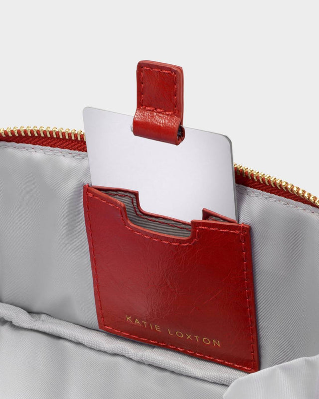 Katie Loxton Fold-Out Mirror Make Up Bag - Crimson