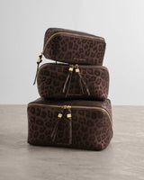 Katie Loxton Soho Medium Make Up / Wash Bag - Chocolate Leopard