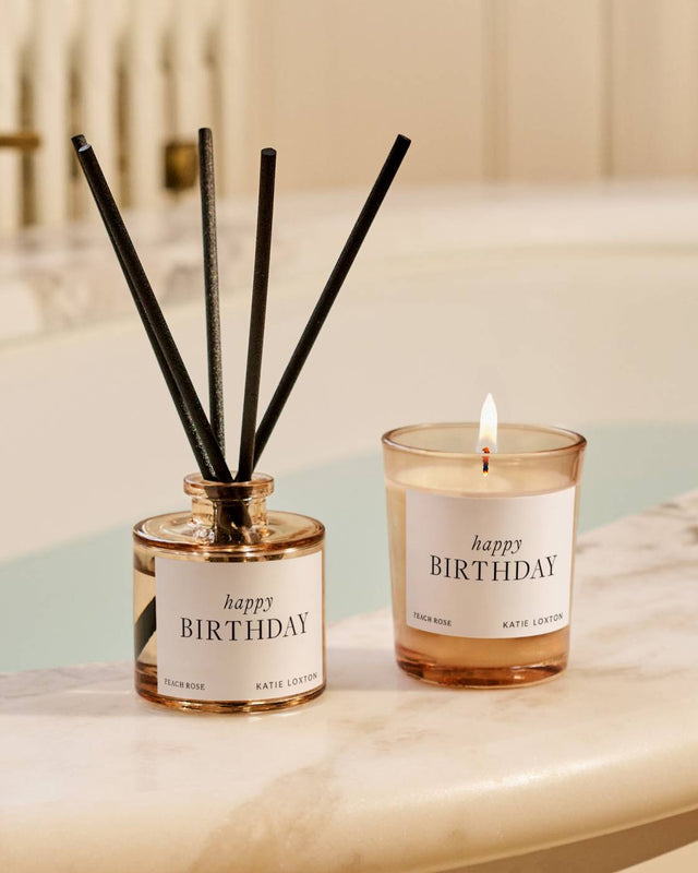 Katie Loxton Mini Votive And Mini Reed Diffuser Gift Set - Happy Birthday