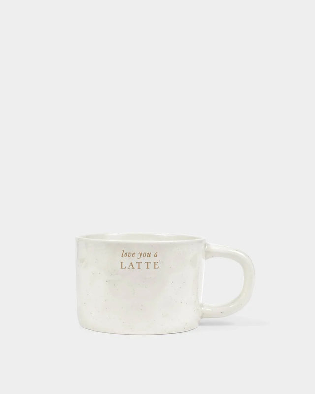 Katie Loxton Speckled Sentiment Mug With Tag - Love You A Latte