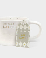 Katie Loxton Speckled Sentiment Mug With Tag - Love You A Latte