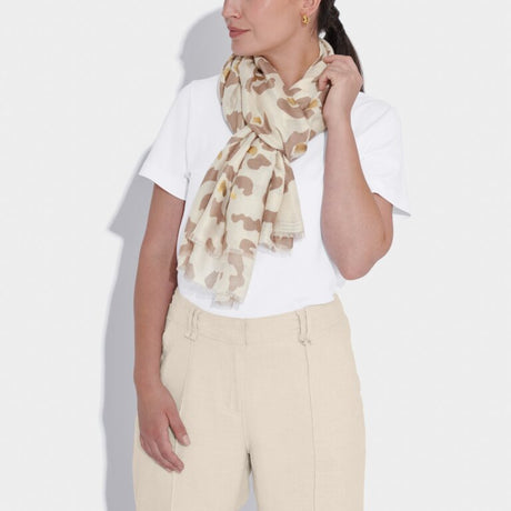 Katie Loxton Beige With Gold Foil Scarf