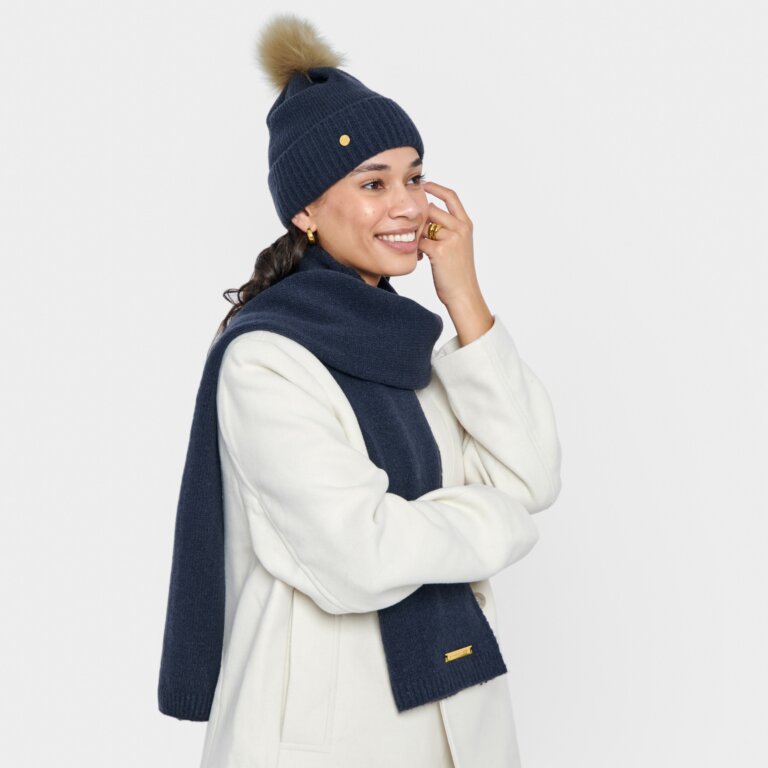 Katie Loxton Boxed Hay & Scarf Set - Navy