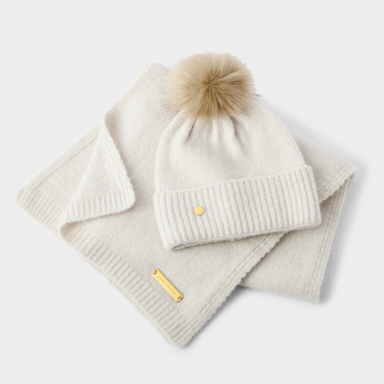 Katie Loxton Boxed Hat & Scarf Set - Light Sand