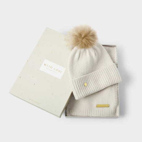 Katie Loxton Boxed Hay & Scarf Set - Light Sand