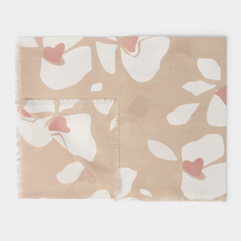 Katie Loxton Large Floral Scarf - Nude Pink/White/Ros