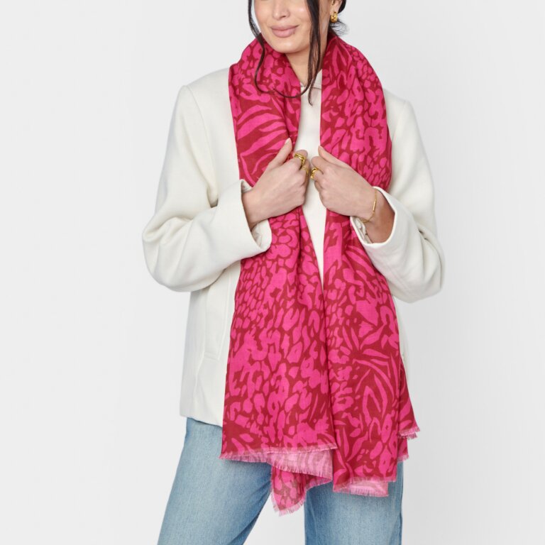 Katie Loxton Animal Scarf - Red/Fuschia