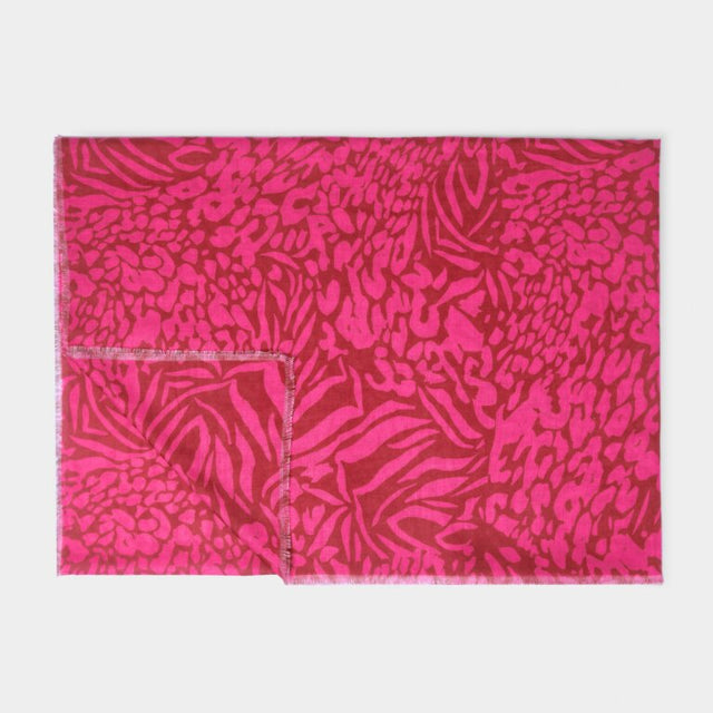 Katie Loxton Animal Print Scarf - Red/Fuschia