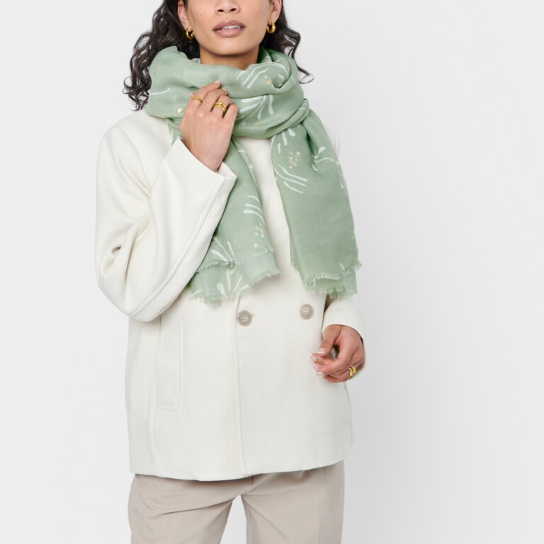 Katie Loxton Mistletoe Foil Scarf - Sage/Off White/Go