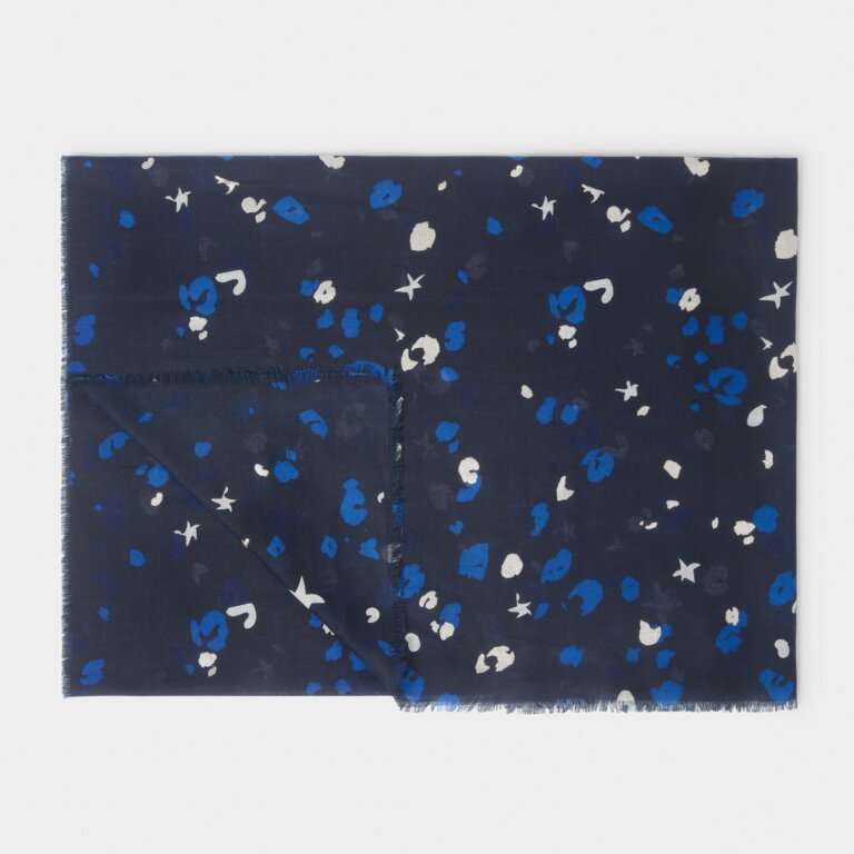 Katie Loxton Confetti Star Scarf - Navy/White/SIlver