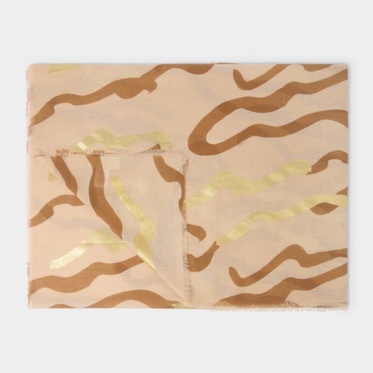 Katie Loxton Abstract Wave Scarf - Pink/Cognac/Gold