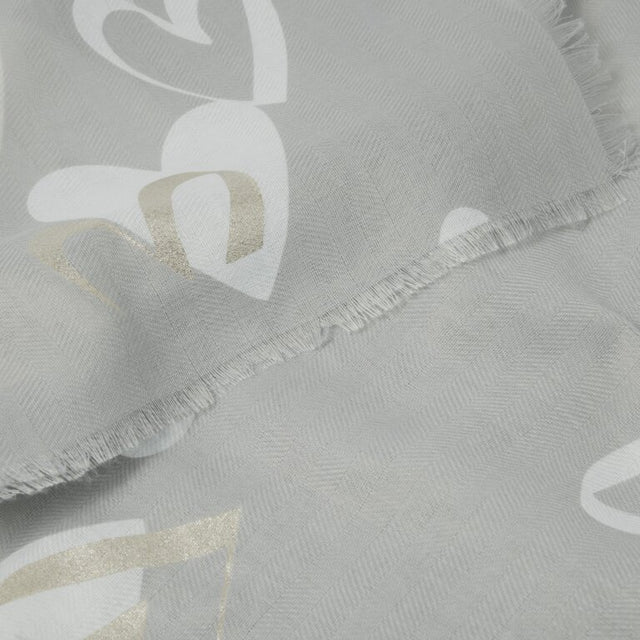 Katie Loxton Heart Foil Scarf - Grey/White/Silver