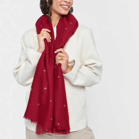 Katie Loxton Star Sky Scarf - Red/Gold